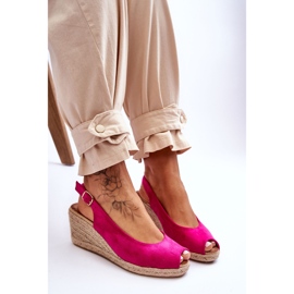 FB1 Sandalias de cuña de ante fucsia Elsie rosado 5