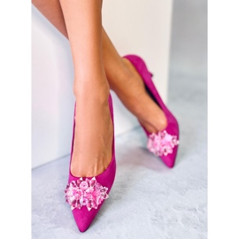 Seastar Breinne Tachuelas de ante fucsia con piedras rosado 3