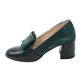 PA2 Zapatos de salón Diana de piel de serpiente en ante verde 10