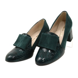PA2 Zapatos de salón Diana de piel de serpiente en ante verde 11