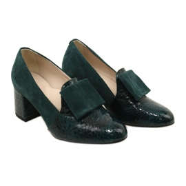 PA2 Zapatos de salón Diana de piel de serpiente en ante verde 12