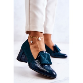 PA2 Zapatos de salón Diana de piel de serpiente en ante verde 3