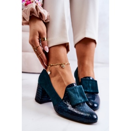 PA2 Zapatos de salón Diana de piel de serpiente en ante verde 8