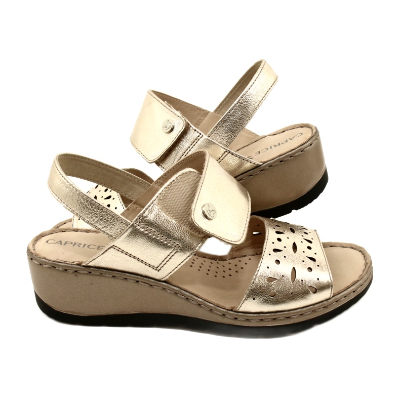 Sandalias de cuero para mujeres Caprice 28253-20 959 Platino Metalic dorado 6
