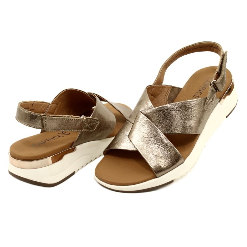 Sandalias Caprice Taupe De Piel Metalizada 9-28702-20 341 dorado 5