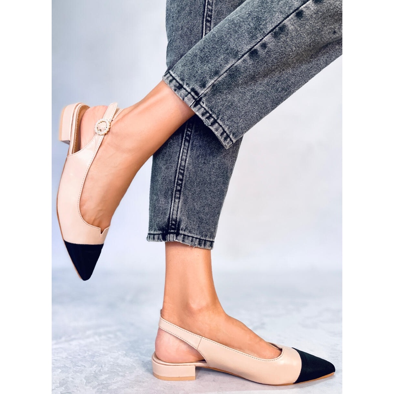 Seastar Bailarinas tacón abierto de Sanaz Beige 1