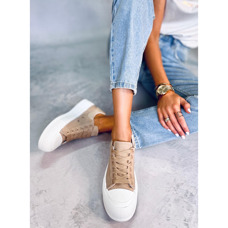 PA1 zapatillas Takao Kaki con suela gruesa beige 2