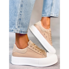 PA1 zapatillas Takao Kaki con suela gruesa beige 3