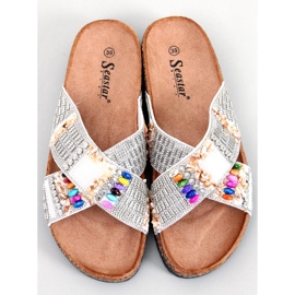 PA1 Rezai Chanclas de corcho con cuentas blancas blanco 4