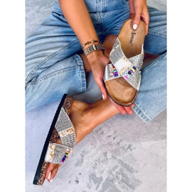 PA1 Rezai Chanclas de corcho con cuentas blancas blanco 5