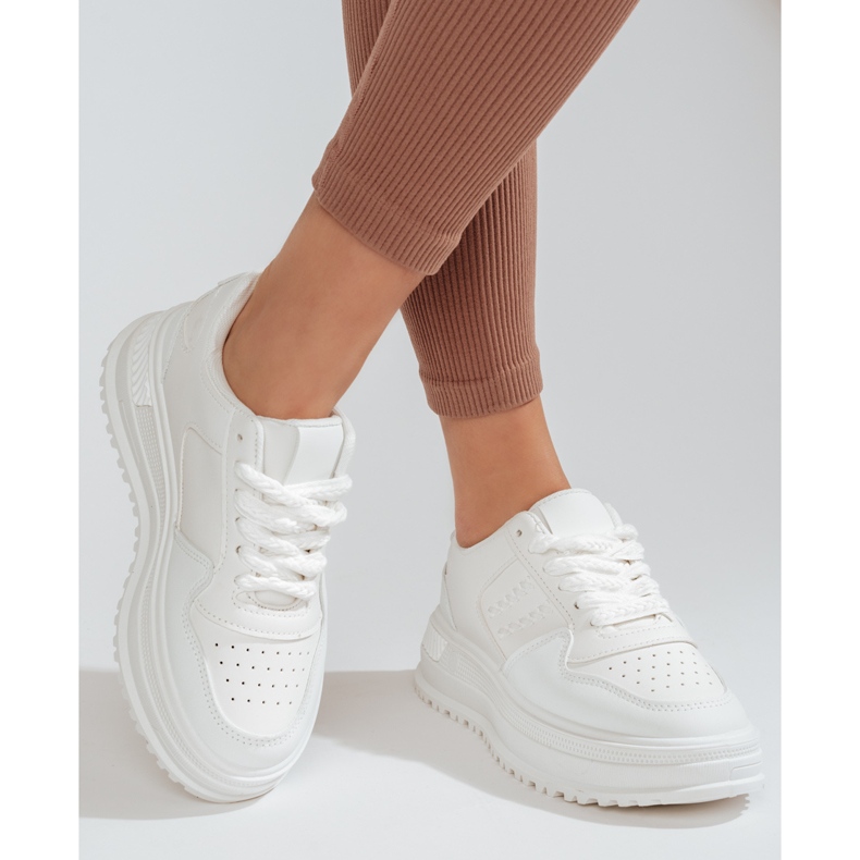 Deportivas mujer Shelovet sneakers suela gruesa blanco 2
