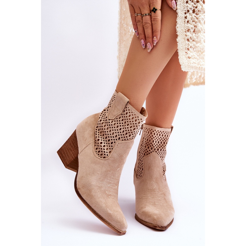 FB1 Botas Vaqueras Mujer Ante Beige Norvella 1