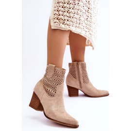 FB1 Botas Vaqueras Mujer Ante Beige Norvella 4