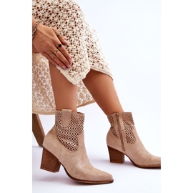 FB1 Botas Vaqueras Mujer Ante Beige Norvella 8