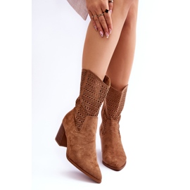 FB1 Botas Vaqueras Altas Mujer Ante Marrón Turner beige 1