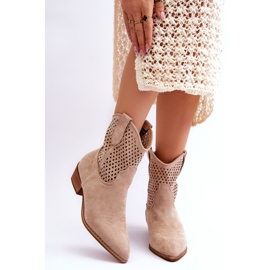 FB1 Botas Vaqueras Mujer Caladas Cañas Beige 1