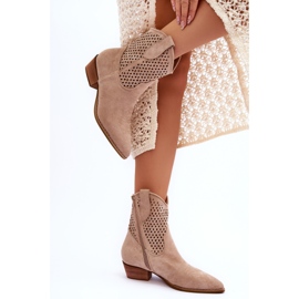 FB1 Botas Vaqueras Mujer Caladas Cañas Beige 2