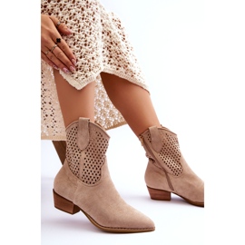 FB1 Botas Vaqueras Mujer Caladas Cañas Beige 7