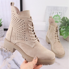 Botas de trabajo de primavera caladas para mujer beige Potocki SZ12093 4