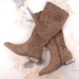 M. DASZYŃSKI Botas de ante caladas de primavera para mujer marrones M.Daszyński SA197-18 marrón 4