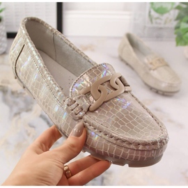 Mocasines de piel lacada para mujer beige cocodrilo Filippo DP3630/23 5