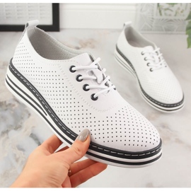 Zapatos cuña mujer en piel blanco T.Sokolski W23-01 5