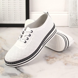 Zapatos cuña mujer en piel blanco T.Sokolski W23-01 7