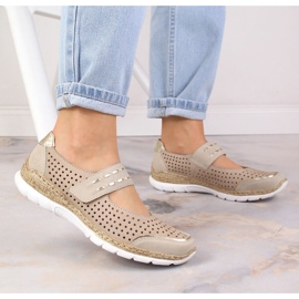 Zapatos verano mujer piel con velcro beige Rieker N4257-60 6