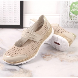 Zapatos verano mujer piel con velcro beige Rieker N4257-60 4