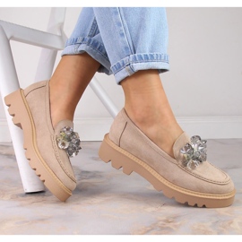 Mocasines mujer ante con cristales beige Vinceza 10863 5