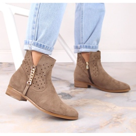 Botines mujer ante calado beige oscuro Vinceza 10885 5