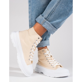 Deportivas altas de mujer Shelovet de textil beige 3