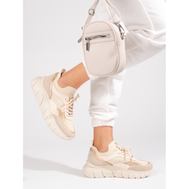 Zapatillas beige para mujer con suela gruesa Shelovet. 2