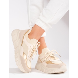 Zapatillas beige para mujer con suela gruesa Shelovet. 1