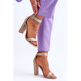 NFR Sandalias De Mujer Con Tacón Alto Brillo Dorado Joalice 5