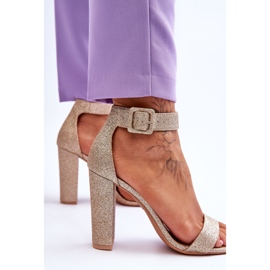 NFR Sandalias De Mujer Con Tacón Alto Brillo Dorado Joalice 6