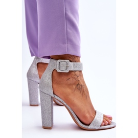 NFR Sandalias De Mujer Con Tacón Plata Glitter Joalice 4