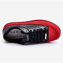 Sneakers Mujer Plataforma Lacada GOE LL2N4021 Negro-Rojo 2