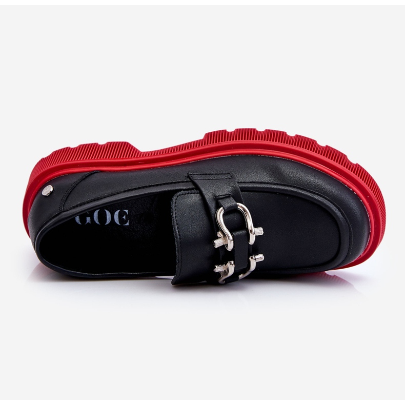 Mocasines De Piel Con Adorno GOE LL2N4040 Negro-Rojo 1