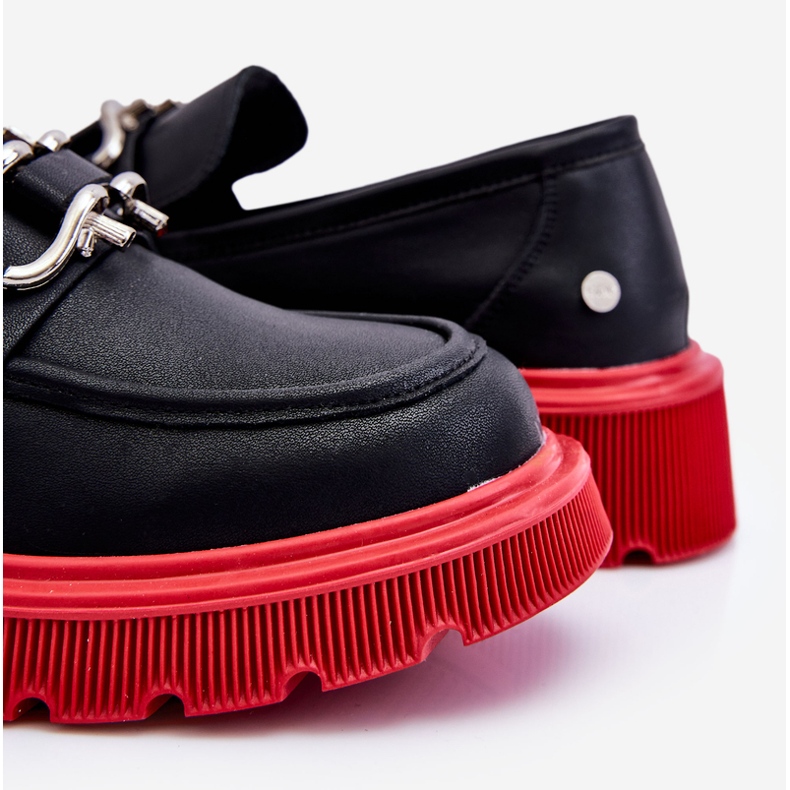 Mocasines De Piel Con Adorno GOE LL2N4040 Negro-Rojo 2