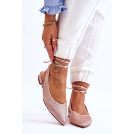 Bailarinas Atadas Beige Con Pedrería Mavis marrón 1