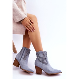 FB1 Botas Cowboy Mujer Ante Azul Claro Norvella 7