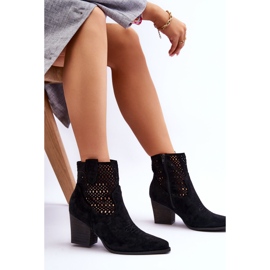 Botas Vaqueras Mujer Ante Con Tacón Negro Norvella 6