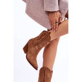 FB1 Botas Cowboy Mujer Ante Cremallera Marrón Lanna 2