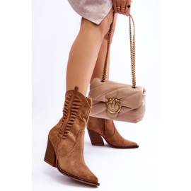 FB1 Botas Cowboy Mujer Ante Cremallera Marrón Lanna 7