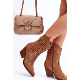 FB1 Botas Cowboy Mujer Ante Cremallera Marrón Lanna 3