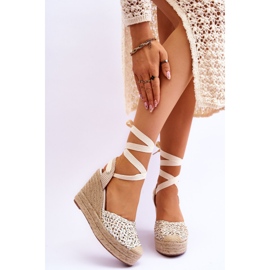 Sandalias De Mujer Con Cuña Atada Blanco Josephine 1