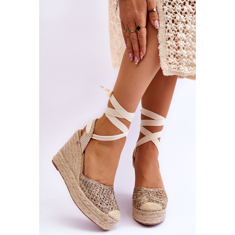 Sandalias De Mujer Con Cordones Y Cuña Beige Josephine marrón 1