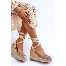 Sandalias De Mujer Con Cordones Y Cuña Beige Josephine marrón 7