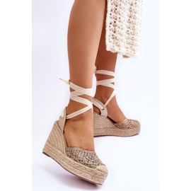 Sandalias De Mujer Con Cordones Y Cuña Beige Josephine marrón 2